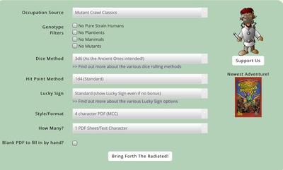 Mutant Crawl Classics Generator